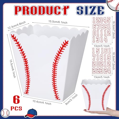 Cajas de Regalo Novabright para Equipo de Béisbol Nocturno - Set de 6, Contenedores de Plástico para Snacks y Palomitas con Número para Fiestas de - imagen 3