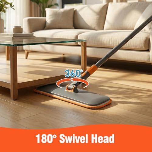 Mopa de Microfibra 2 en 1 CLEANHOME para Pisos de Madera - Reutilizable y Lavable, Mango Telescópico para Limpieza de Azulejos, Laminados, Mascotas y - imagen 7