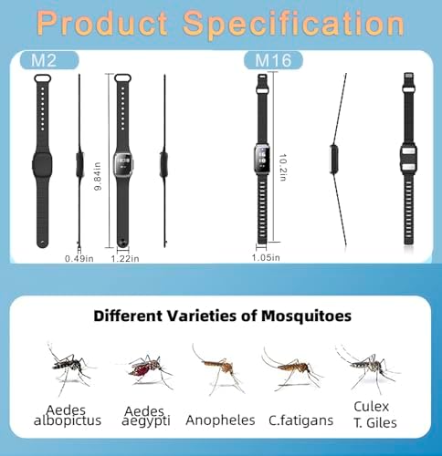 Pulsera Repelente de Mosquitos Ultrasónico Ajustable de Silicona para Niños y Adultos, Natural y No Tóxica (1 Paquete M2 Negro) - imagen 5