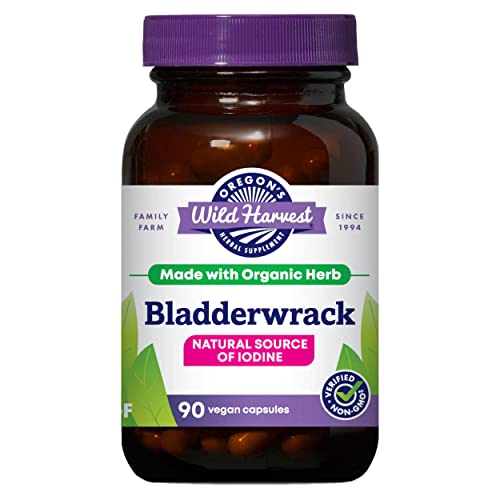 Cápsulas Veganas de Bladderwrack Orgánico Non-GMO de Oregon's Wild Harvest, 90 Contenido, a Base de Plantas - imagen 1
