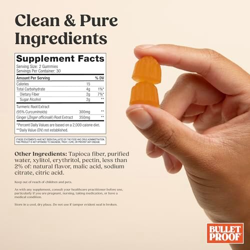 Gomitas Bulletproof Sin Azúcar de Durazno, Jengibre y Cúrcuma, 60 Piezas, Suplemento Keto para Articulaciones y Respuesta Inflamatoria, Sabor y - imagen 2