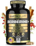 Suplemento Berberina Earth Elixir 4 en 1 1160mg – Berberina Orgánica, Canela de Ceilán, CoQ10 Ubiquinol y Resveratrol – Apoyo GLP-1 y Metabólico – - imagen 1