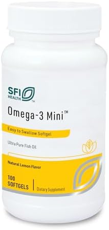 Klaire Labs SFI Health Omega-3 Mini - Aceite de Pescado Ultra Puro, Geles Fáciles de Tragar para Niños y Adultos, 150 mg EPA / 100 mg DHA, Sabor - imagen 1