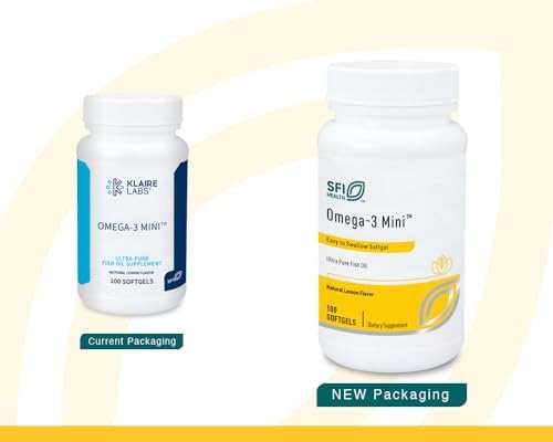 Klaire Labs SFI Health Omega-3 Mini - Aceite de Pescado Ultra Puro, Geles Fáciles de Tragar para Niños y Adultos, 150 mg EPA / 100 mg DHA, Sabor - imagen 2