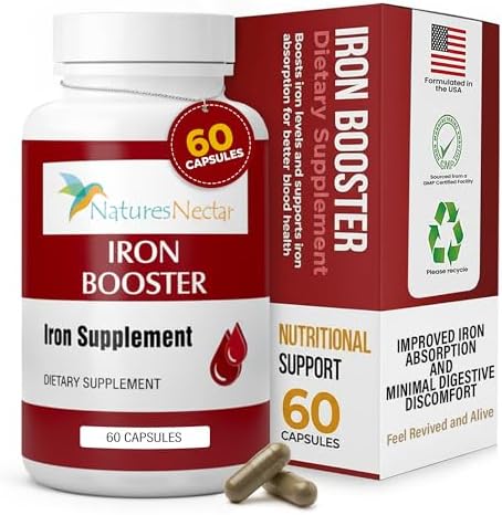 Suplemento de Hierro Nature's Nectar Blood Builder para Hombres y Mujeres – Cápsulas de Hierro de Liberación Lenta, No Constipantes con Vitamina - imagen 1