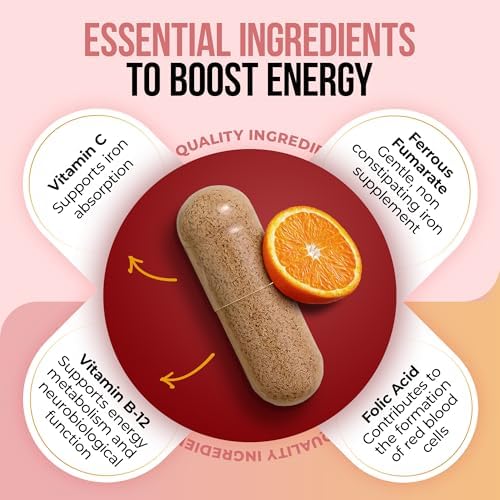Suplemento de Hierro Nature's Nectar Blood Builder para Hombres y Mujeres – Cápsulas de Hierro de Liberación Lenta, No Constipantes con Vitamina - imagen 3