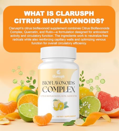 Clarusph Bioflavonoides Cítricos para Circulación y Antioxidante | Suplementos de Flavonoides 1000mg con Quercetina y Rutin | Vegano, 120 Cápsulas - imagen 3