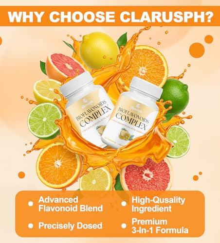 Clarusph Bioflavonoides Cítricos para Circulación y Antioxidante | Suplementos de Flavonoides 1000mg con Quercetina y Rutin | Vegano, 120 Cápsulas - imagen 5