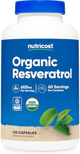 Nutricost Resveratrol Orgánico (600mg) 120 Cápsulas - Certificado USDA, CCOF, Vegano, Sin OGM, Sin Gluten, 60 Porciones - imagen 1