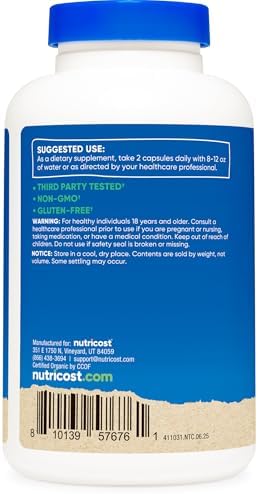 Nutricost Resveratrol Orgánico (600mg) 120 Cápsulas - Certificado USDA, CCOF, Vegano, Sin OGM, Sin Gluten, 60 Porciones - imagen 4