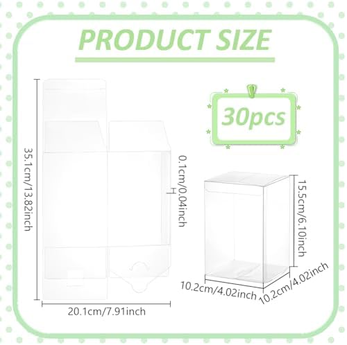 Caja de Regalo Transparente BENECREAT 30 Piezas 4x4x6 Pulgadas para Dulces, Chocolates y Postres, Ideal para Baby Shower, Día de las Madres y Fiestas - imagen 2