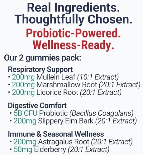 Gomitas SHIZAM de Olmo Resbaladizo, Hoja de Mullein, Raíz de Malvavisco, Raíz de Regaliz, Raíz de Astrágalo, Saúco y Probiotico Bacillus Coagulans – - imagen 7