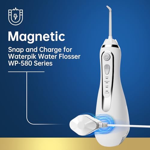 Cargador para Waterpik WP-580 WP-587 WP-583 WP-582 Hilo Dental Inalámbrico Avanzado 2.0 con Cable Magnético de 5 Pies - imagen 6