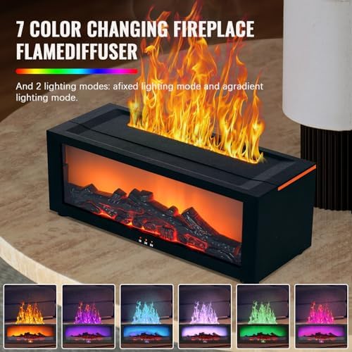 Humidificador Difusor de Chimenea, Difusor de Aceites Esenciales con 7 Colores, Difusor Aroma con Control Remoto, Humidificador Ultrasónico para - imagen 2