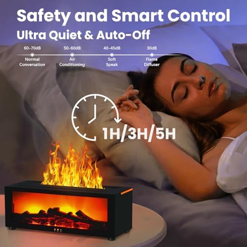 Humidificador Difusor de Chimenea, Difusor de Aceites Esenciales con 7 Colores, Difusor Aroma con Control Remoto, Humidificador Ultrasónico para - imagen 3