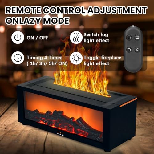 Humidificador Difusor de Chimenea, Difusor de Aceites Esenciales con 7 Colores, Difusor Aroma con Control Remoto, Humidificador Ultrasónico para - imagen 4