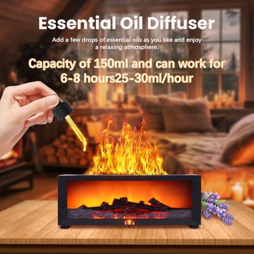 Humidificador Difusor de Chimenea, Difusor de Aceites Esenciales con 7 Colores, Difusor Aroma con Control Remoto, Humidificador Ultrasónico para - imagen 5