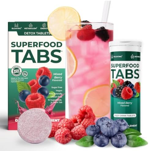 Tabletas Superfood Detox Cleanse - Suplemento Efervescente para Hombres y Mujeres - Apoyo a la Pérdida de Peso y Salud Digestiva - Sabor Mezcla de - imagen 1