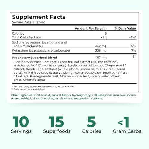 Tabletas Superfood Detox Cleanse - Suplemento Efervescente para Hombres y Mujeres - Apoyo a la Pérdida de Peso y Salud Digestiva - Sabor Mezcla de - imagen 5