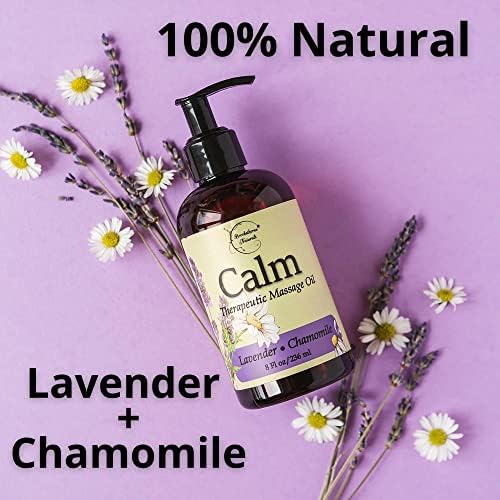 Aceite de Masaje Calmante para Terapia con Lavanda y Manzanilla | Natural con Coco, Uva y Jojoba para Piel Suave | Brookethorne Naturals 8oz - imagen 4