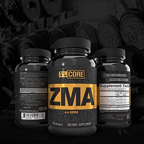 5% Nutrition Core ZMA (con Boro) | Promueve la Recuperación Restaurando Niveles de Zinc, Magnesio y Vitamina B-6 (90 Cápsulas) - imagen 2