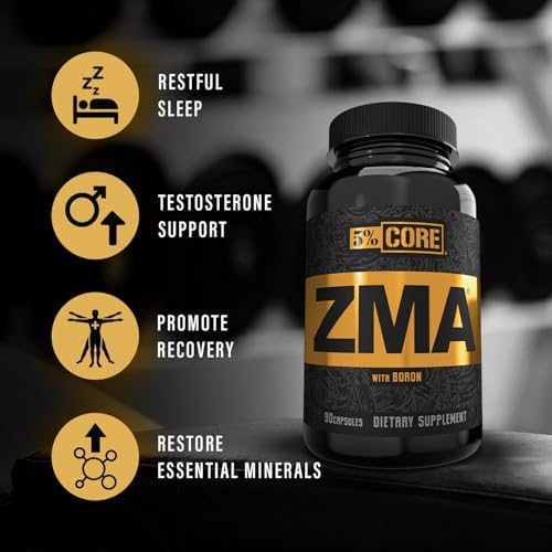 5% Nutrition Core ZMA (con Boro) | Promueve la Recuperación Restaurando Niveles de Zinc, Magnesio y Vitamina B-6 (90 Cápsulas) - imagen 4