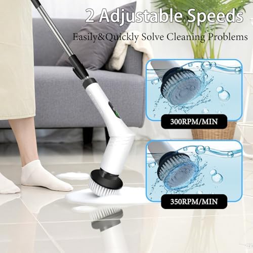Cepillo Eléctrico Limpiador 9 en 1 con Mango Desmontable, 9 Cabezas Intercambiables y Pantalla LCD, Recargable para Dormitorio, Baño, Cocina y Auto - imagen 7