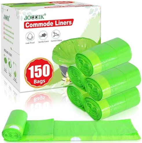 Forros desechables para inodoro portátil con aroma a vainilla, 150 piezas, ajuste universal para la mayoría de sillas de baño estándar - imagen 1