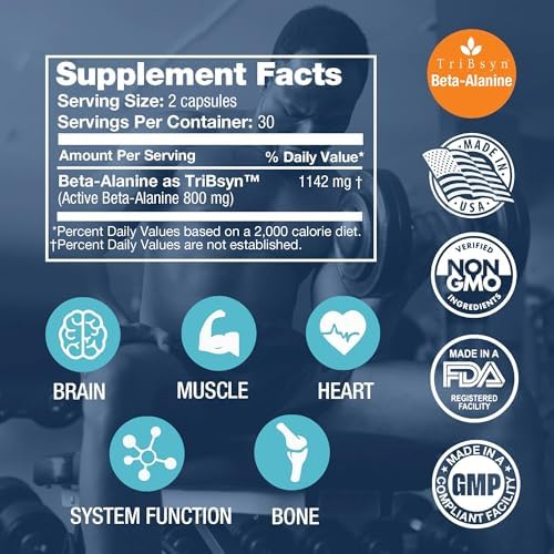 Cápsulas de Beta-Alanina FeelGood Superfoods - Suplemento Pre Entrenamiento de Aminoácidos - 3200mg por Porción - Soporte para Resistencia Muscular y - imagen 2