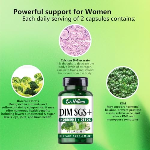 Suplemento Detox Hormonal Dim 200mg de Diindolilmetano para Mujeres, Apoyo Menopáusico, Acne Hormonal, Sofocos, Promueve Desintoxicación (60 Cápsulas) - imagen 8