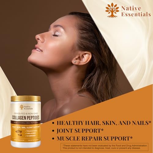 Polvo de Péptidos de Colágeno Múltiple Native Essentials - Hidrolizado Tipo I y III - Para Cabello, Piel, Uñas y Articulaciones - 16oz - imagen 6