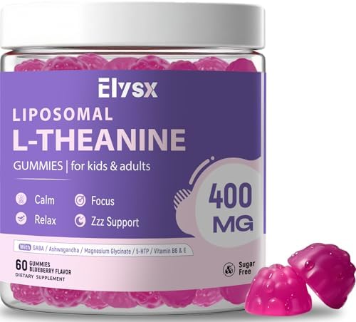 Gomitas Elysx Liposomal L-Theanine, 400mg de L-Theanina con GABA para Niños y Adultos, Alivio del Estrés, Relajación y Enfoque, Sabor Natural a - imagen 1