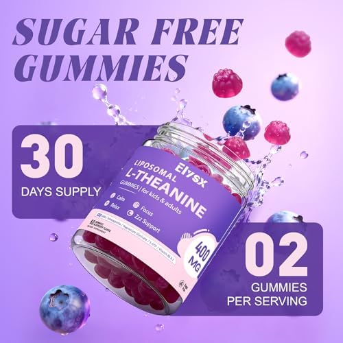 Gomitas Elysx Liposomal L-Theanine, 400mg de L-Theanina con GABA para Niños y Adultos, Alivio del Estrés, Relajación y Enfoque, Sabor Natural a - imagen 5
