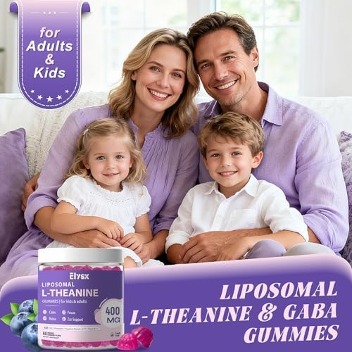 Gomitas Elysx Liposomal L-Theanine, 400mg de L-Theanina con GABA para Niños y Adultos, Alivio del Estrés, Relajación y Enfoque, Sabor Natural a - imagen 7