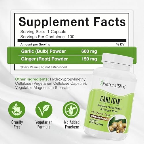 Suplemento de Ajo Sin Olor NaturalSlim con Jengibre para Apoyo Inmunológico, Aumento del Metabolismo y Mejora Digestiva - 100 Cápsulas - imagen 2