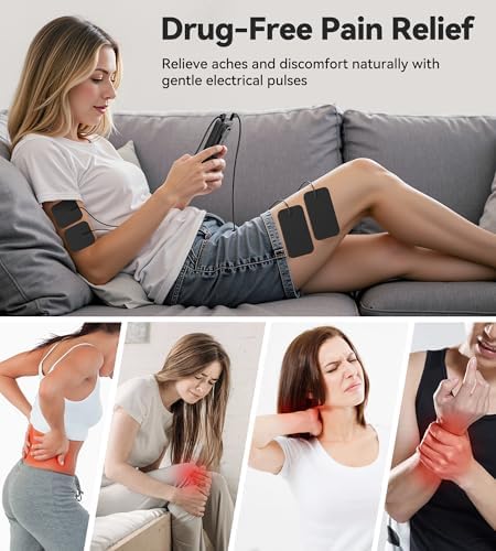 Estimulación Muscular TENS para Alivio del Dolor, Máquina EMS TENS 3-en-1 con 28 Modos, 40 Niveles de Intensidad, Masajeador Recargable de Doble - imagen 2