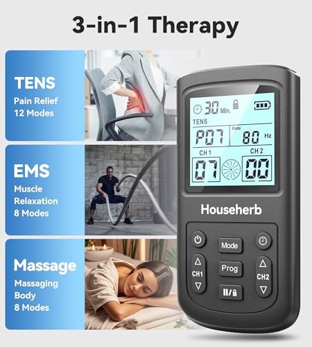 Estimulación Muscular TENS para Alivio del Dolor, Máquina EMS TENS 3-en-1 con 28 Modos, 40 Niveles de Intensidad, Masajeador Recargable de Doble - imagen 3