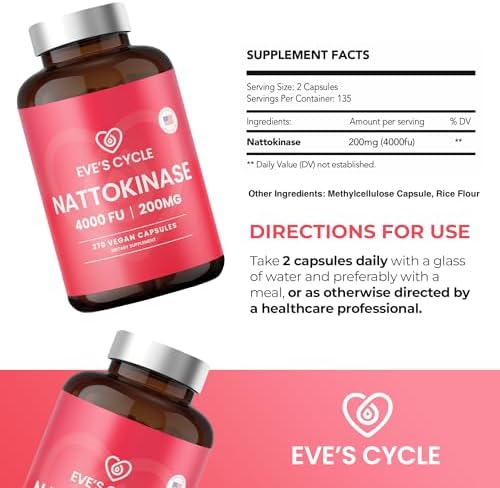 Suplemento de Nattokinasa Eve's Cycle 4000 FU - 270 Cápsulas Veganas de Natto - Enzima Japonesa Premium, Natural Anticoagulante, Orgánico, Sin - imagen 6