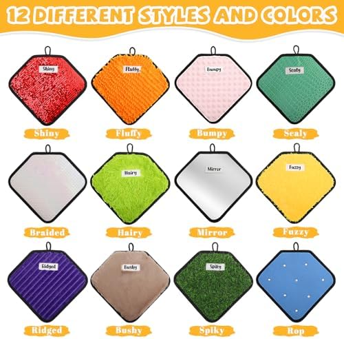 12 Tapetes Sensoriales Etiquetados, Juguetes Sensoriales en Forma de Diamante para Niños con Autismo, Panel Táctil Texturizado Variado con Bolsa para - imagen 2