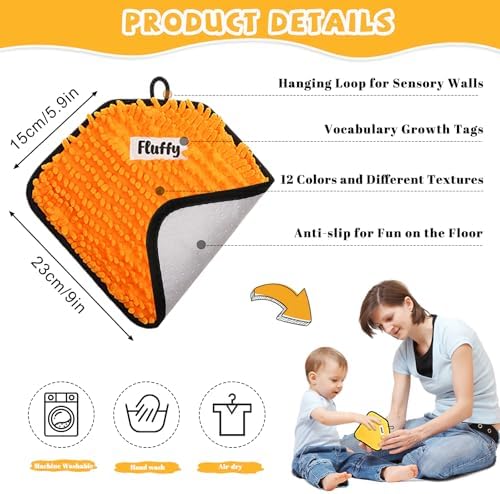 12 Tapetes Sensoriales Etiquetados, Juguetes Sensoriales en Forma de Diamante para Niños con Autismo, Panel Táctil Texturizado Variado con Bolsa para - imagen 3