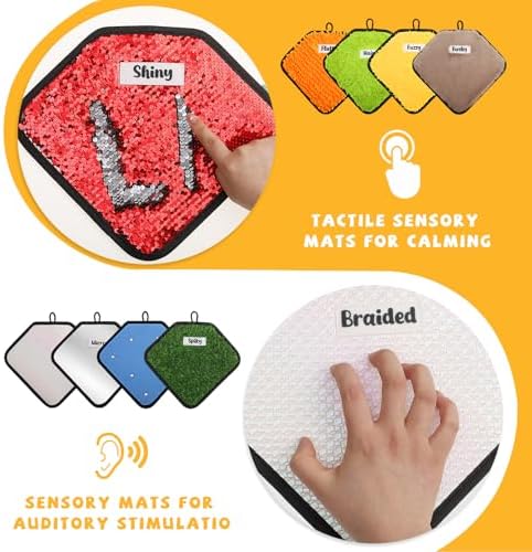 12 Tapetes Sensoriales Etiquetados, Juguetes Sensoriales en Forma de Diamante para Niños con Autismo, Panel Táctil Texturizado Variado con Bolsa para - imagen 4