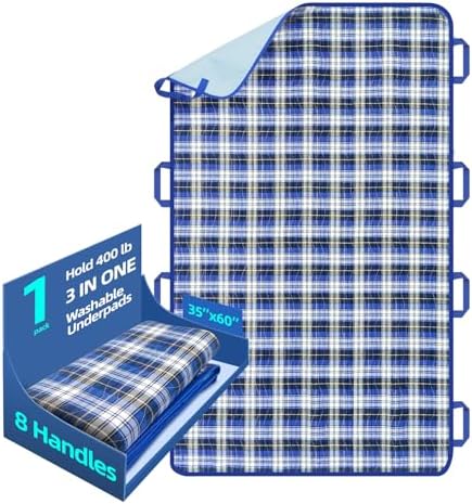 Huilink Almohadilla Impermeable para Cama 35 x 60 con 8 Asas, Reutilizable y Lavable para Incontinencia, Adultos, Ancianos y Niños - imagen 1