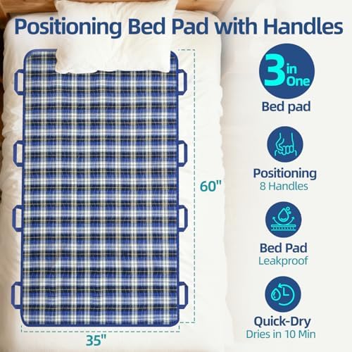 Huilink Almohadilla Impermeable para Cama 35 x 60 con 8 Asas, Reutilizable y Lavable para Incontinencia, Adultos, Ancianos y Niños - imagen 2