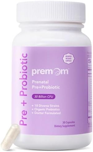 Premom Probióticos y Prebióticos Prenatales para Mujeres, 30 Mil Millones de CFU, 18 Cepas, Salud Vaginal, Digestiva y Soporte Inmunológico, 30 - imagen 1