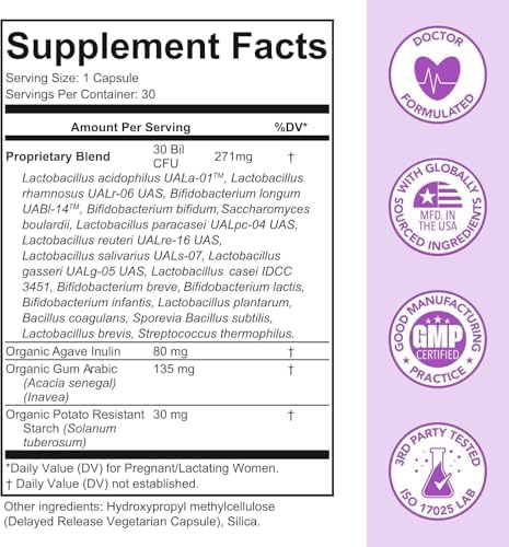 Premom Probióticos y Prebióticos Prenatales para Mujeres, 30 Mil Millones de CFU, 18 Cepas, Salud Vaginal, Digestiva y Soporte Inmunológico, 30 - imagen 6