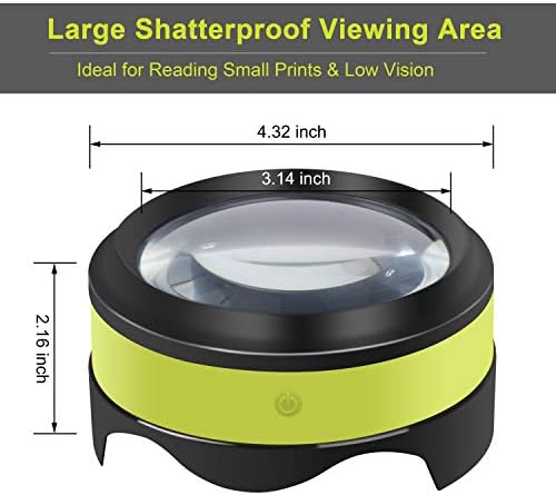 Lupa recargable Dylviw 3X-5X con luz LED ajustable, área de visión amplia, ideal para lectura y manualidades, incluye estuche de transporte - imagen 2
