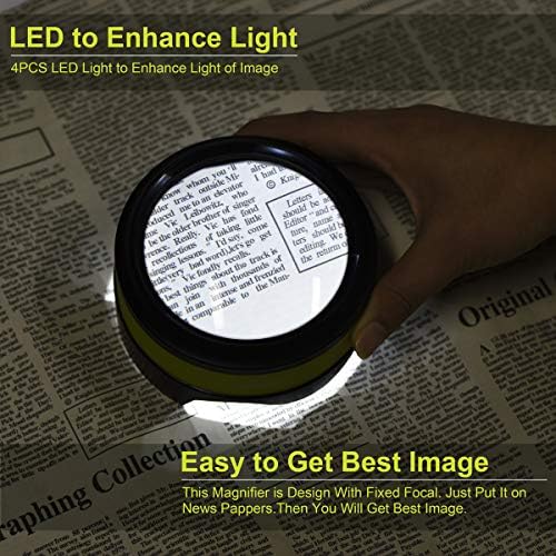 Lupa recargable Dylviw 3X-5X con luz LED ajustable, área de visión amplia, ideal para lectura y manualidades, incluye estuche de transporte - imagen 4