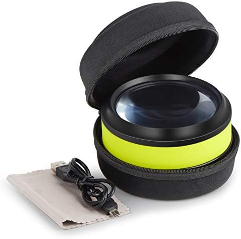 Lupa recargable Dylviw 3X-5X con luz LED ajustable, área de visión amplia, ideal para lectura y manualidades, incluye estuche de transporte - imagen 6