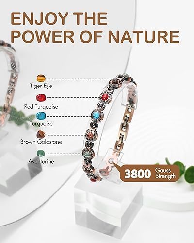 Pulsera de Cobre Puro FastBlast para Mujeres, Pulsera Magnética de Ultra Resistencia con 3800 Gauss, Joyería Ajustable para Confort Natural en las - imagen 3