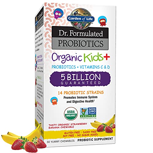 Garden of Life Dr. Formulated Probiotics Kids+ Orgánico - Apoyo Digestivo con Fibra Prebiótica y Vitaminas C y D - Función Inmunológica - Fresa y - imagen 2